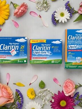 Claritin Liqui-Gels, Liquid & Tablets Allergy Relief Package. Exp 26-28.Sealed